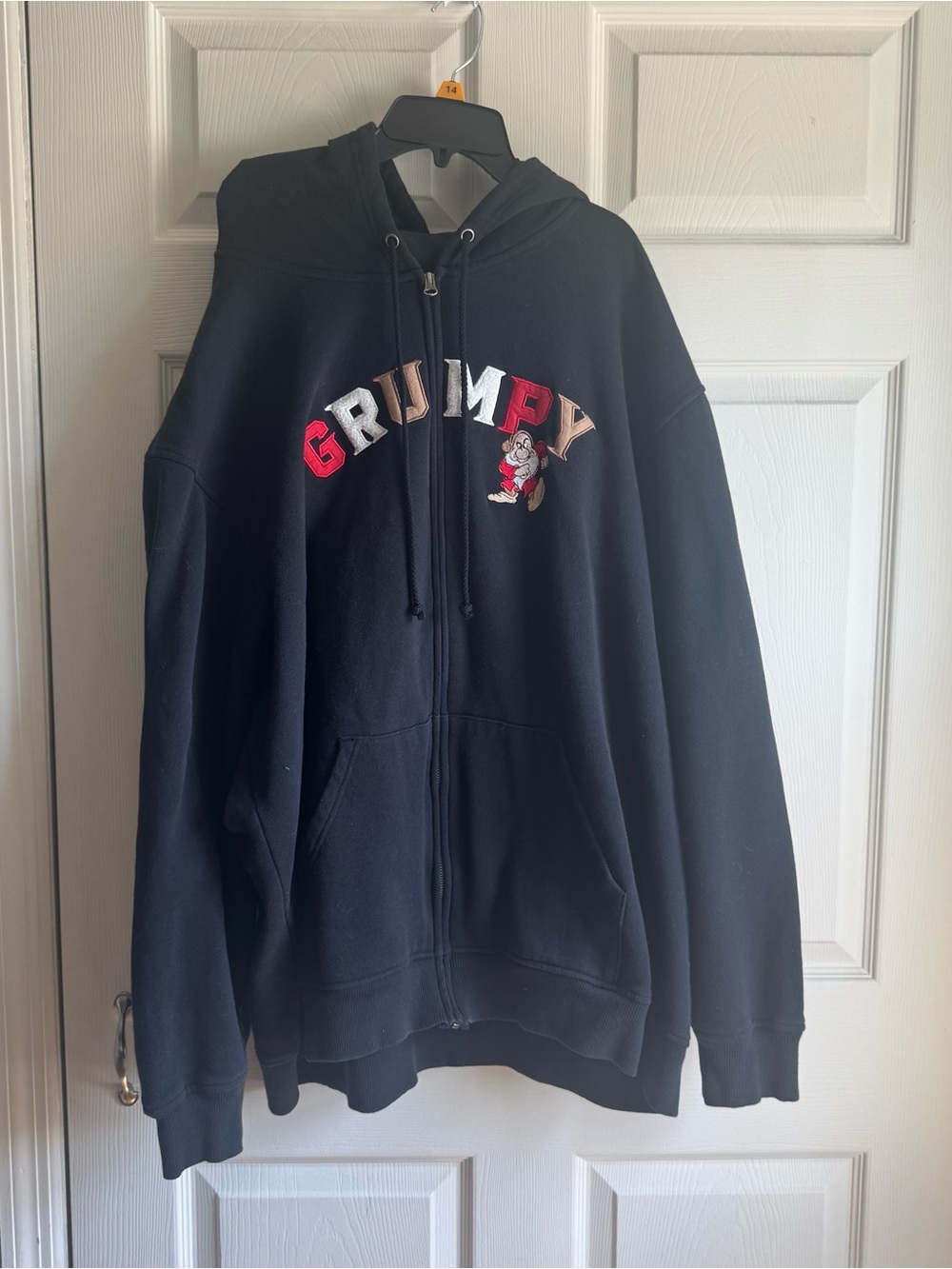 Vintage Walt Disney World Black Grumpy Zip-up Hoodie